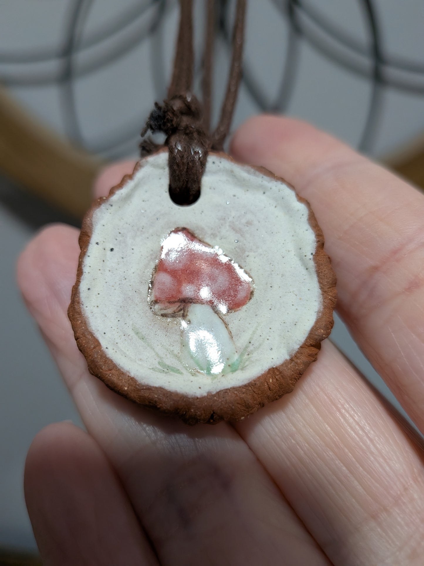 Ceramic Mushroom Charm Necklace