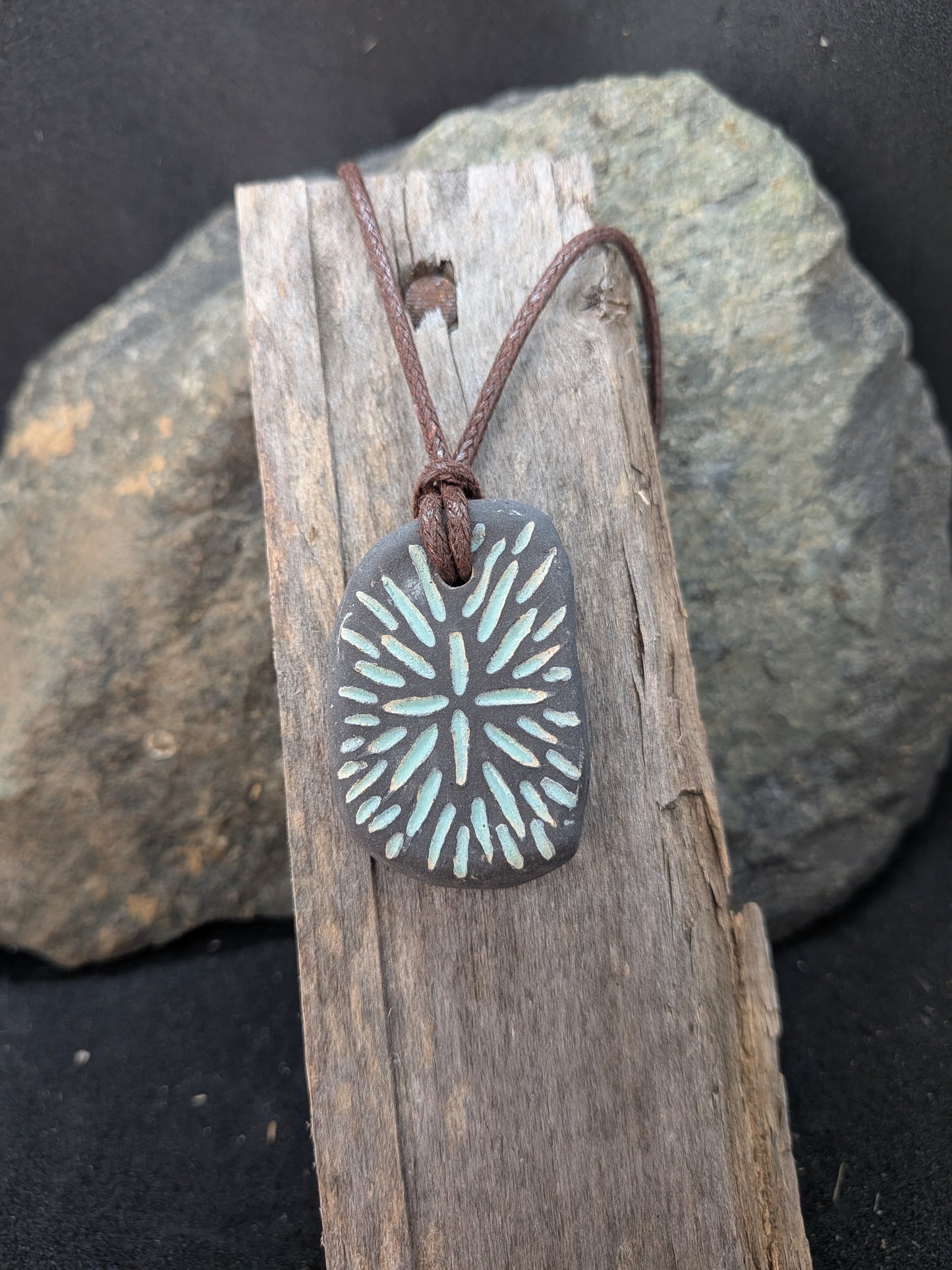 Carved Textured Ceramic Necklace