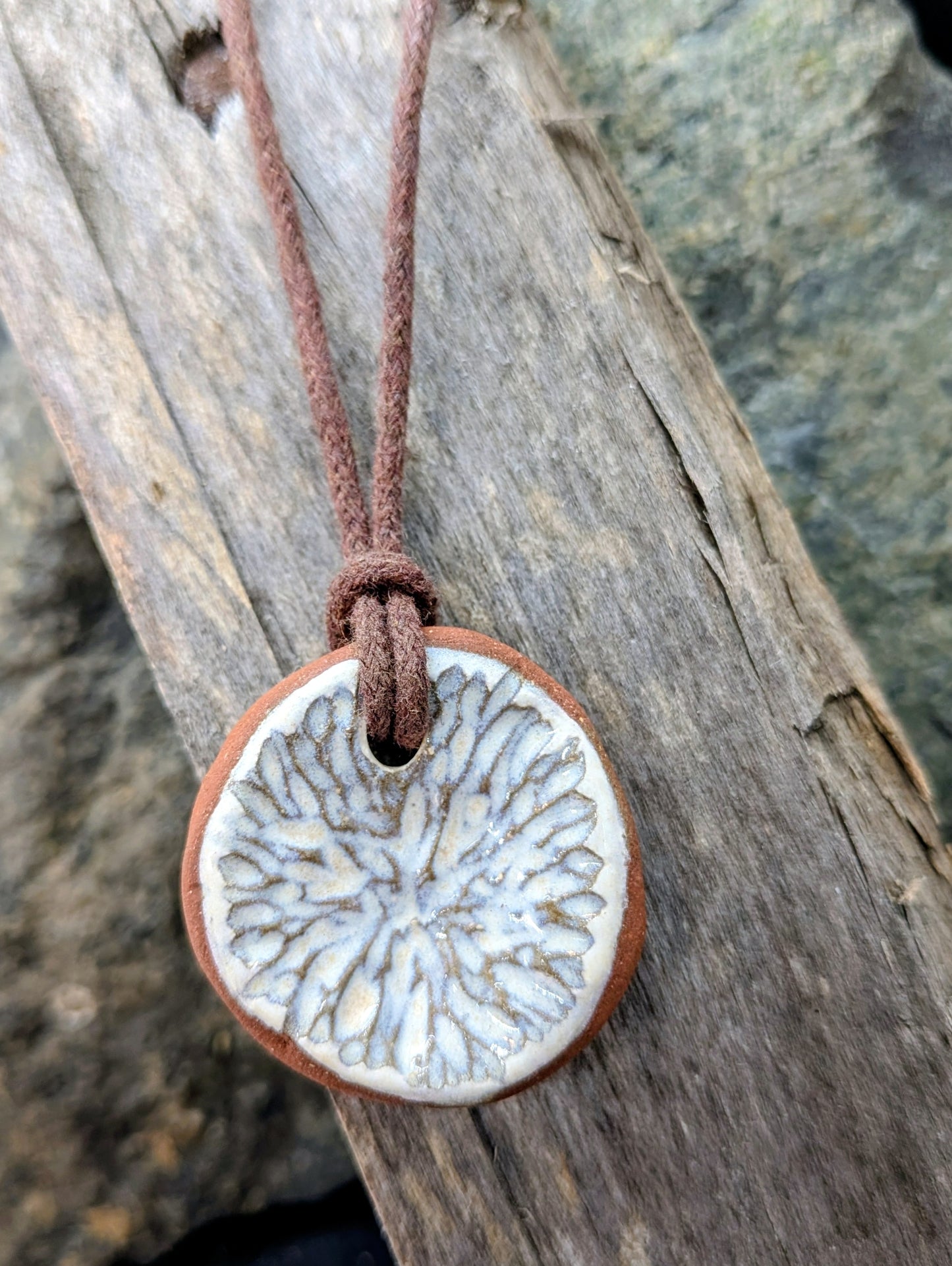 Carved Textured Ceramic Necklace