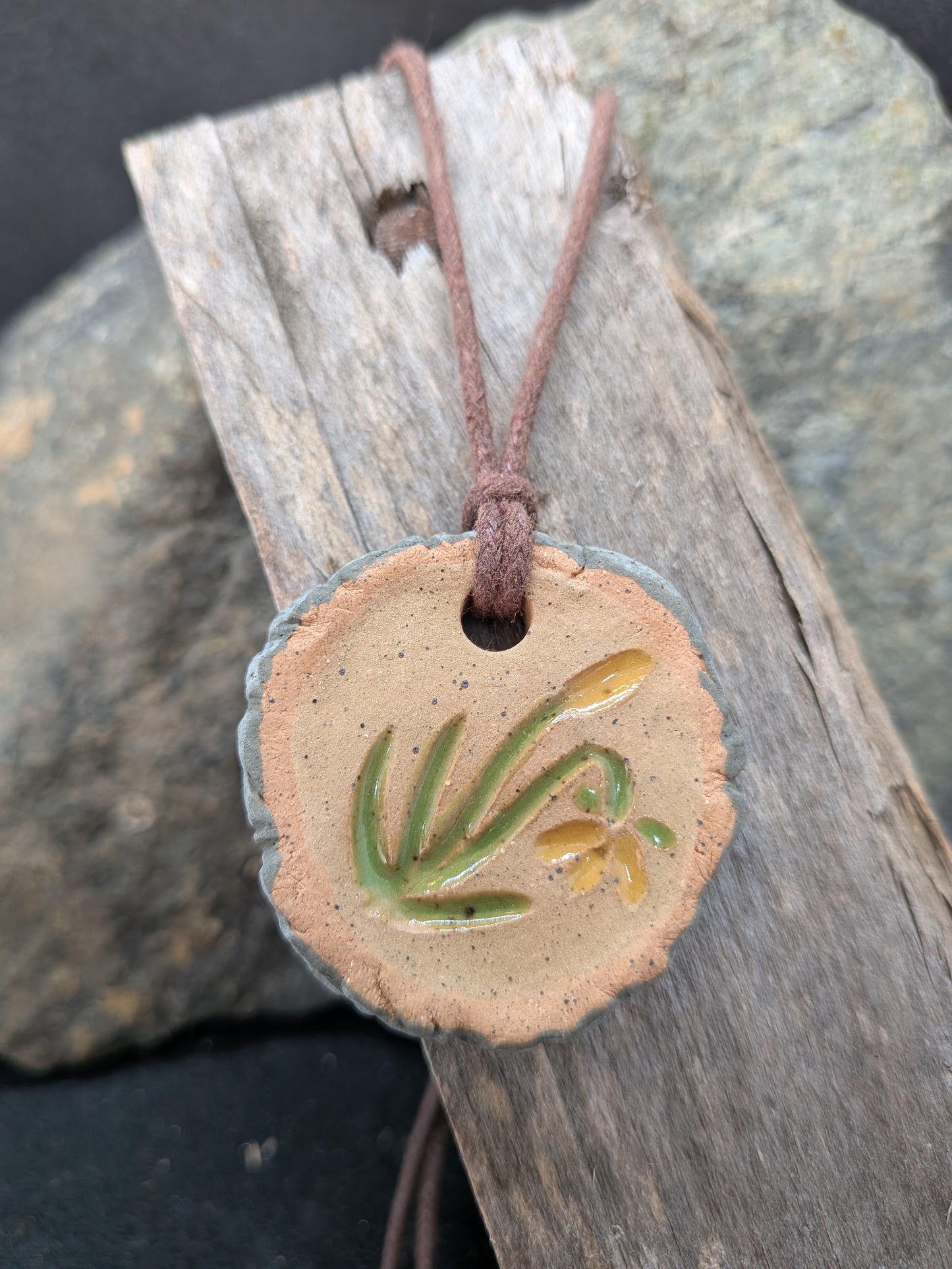 Carved Textured Ceramic Necklace
