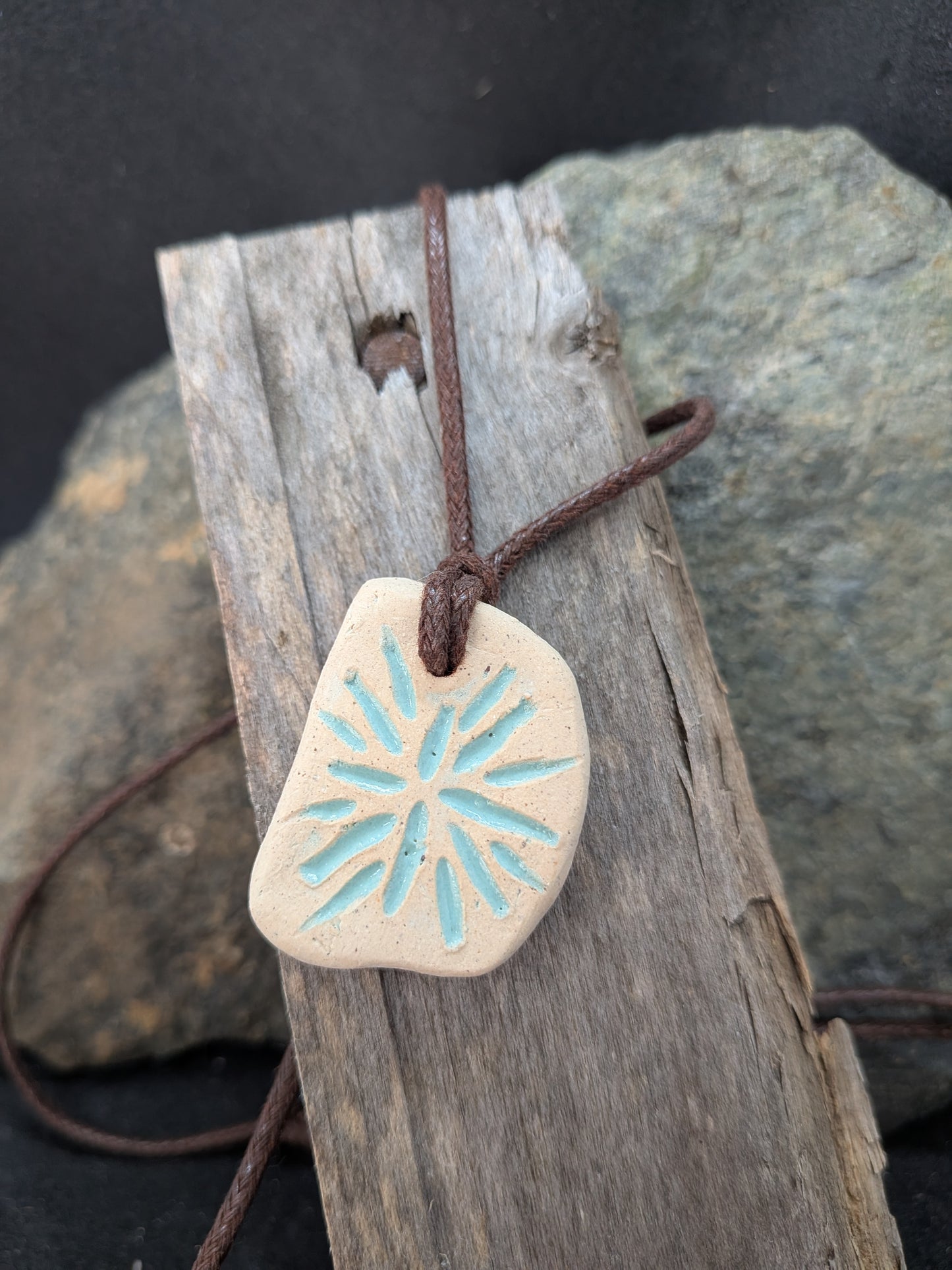 Carved Textured Ceramic Necklace