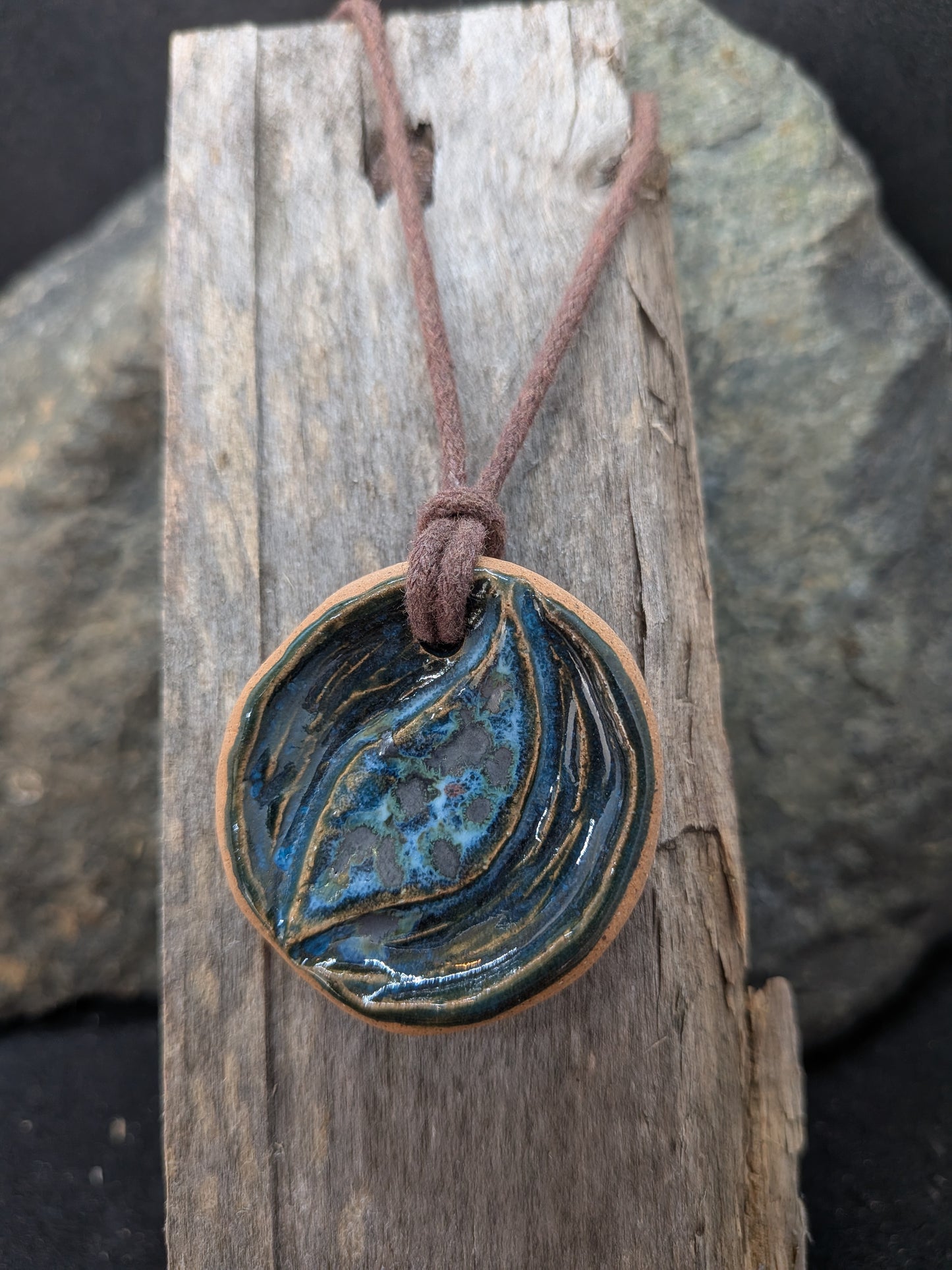 Carved Textured Ceramic Necklace