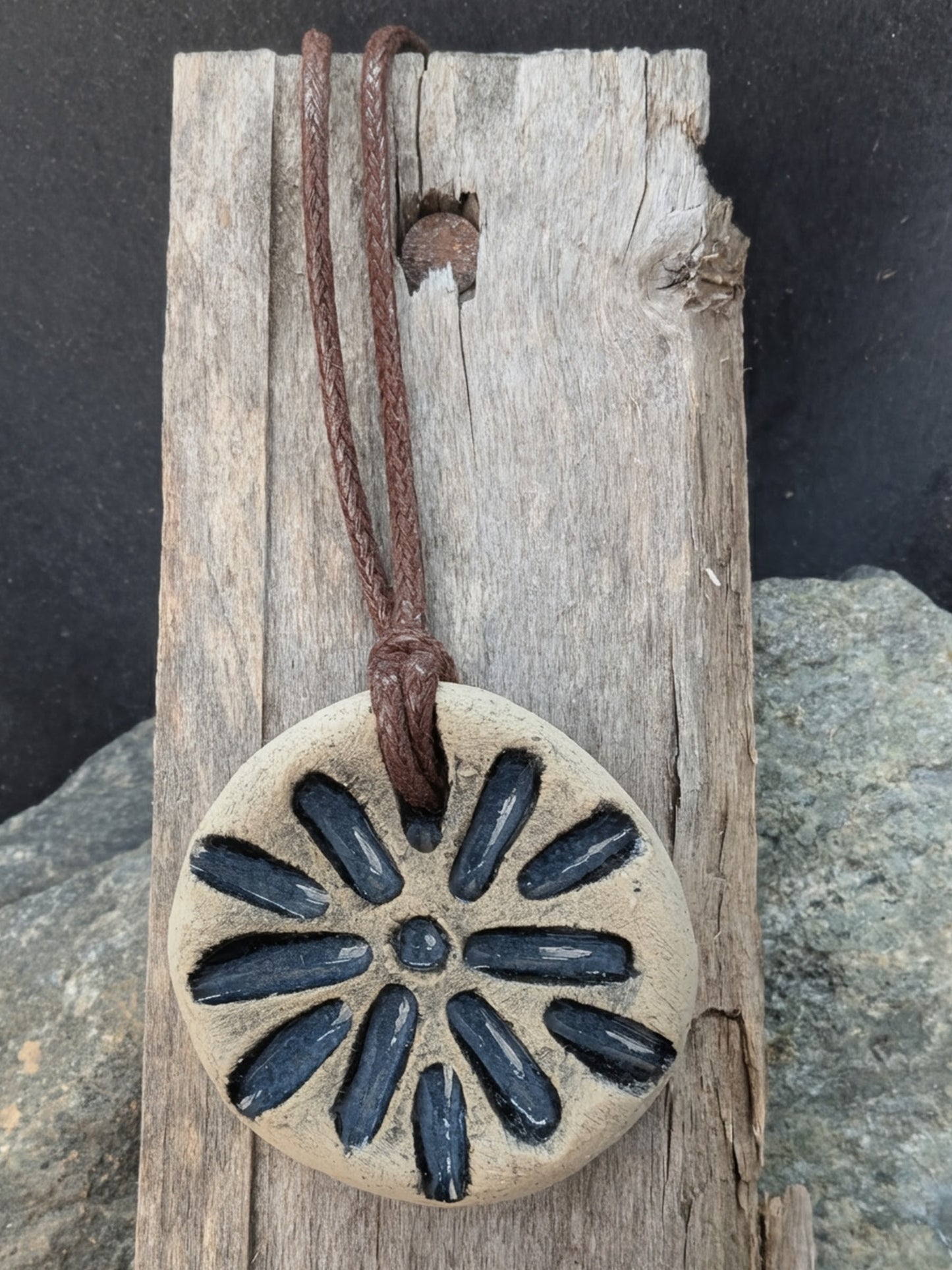 Carved Textured Ceramic Necklace