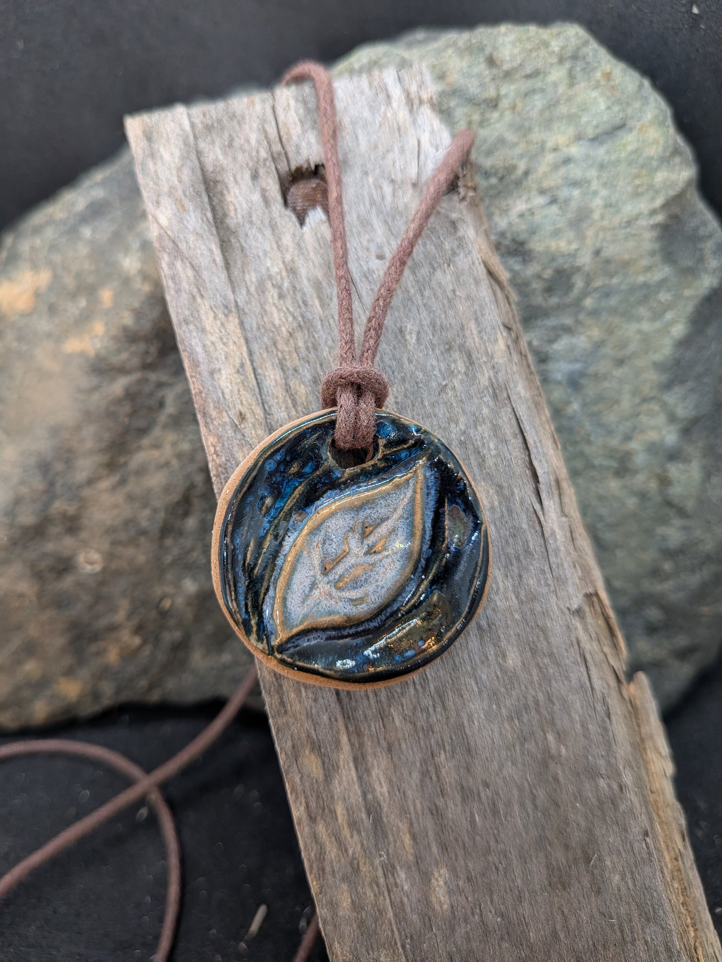 Carved Textured Ceramic Necklace