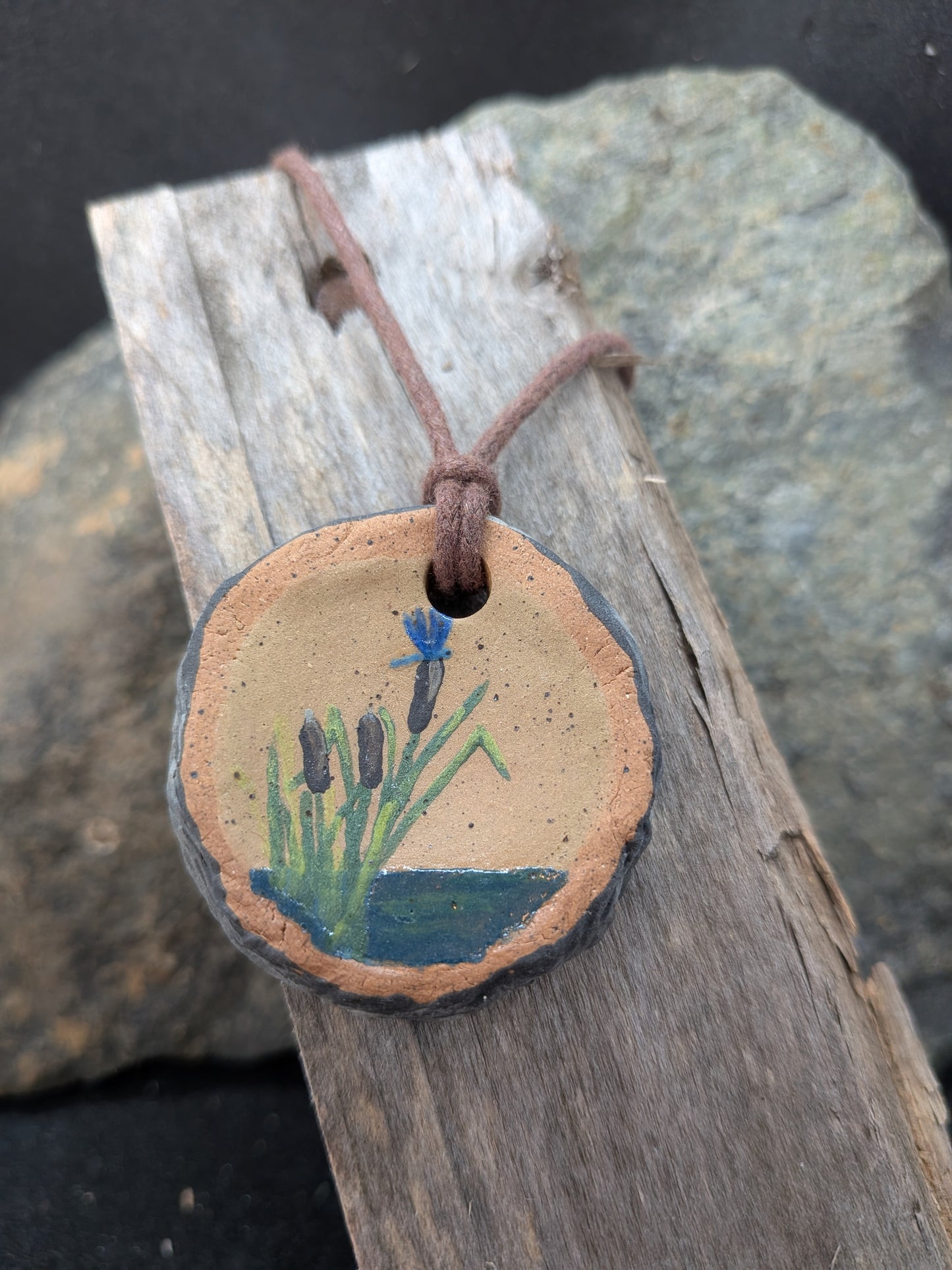 "Wood Chip" Ceramic Necklace