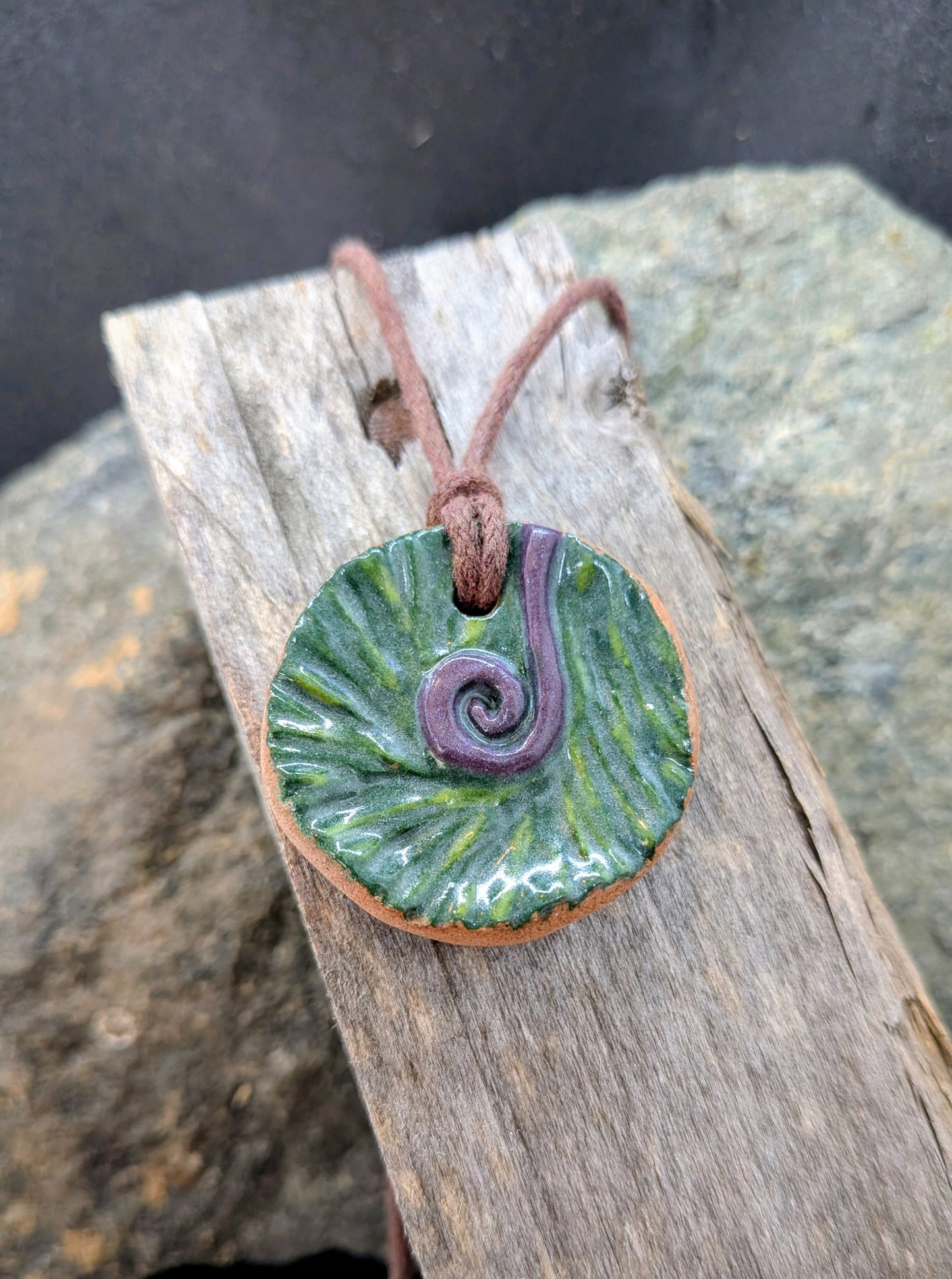 Carved Textured Ceramic Necklace