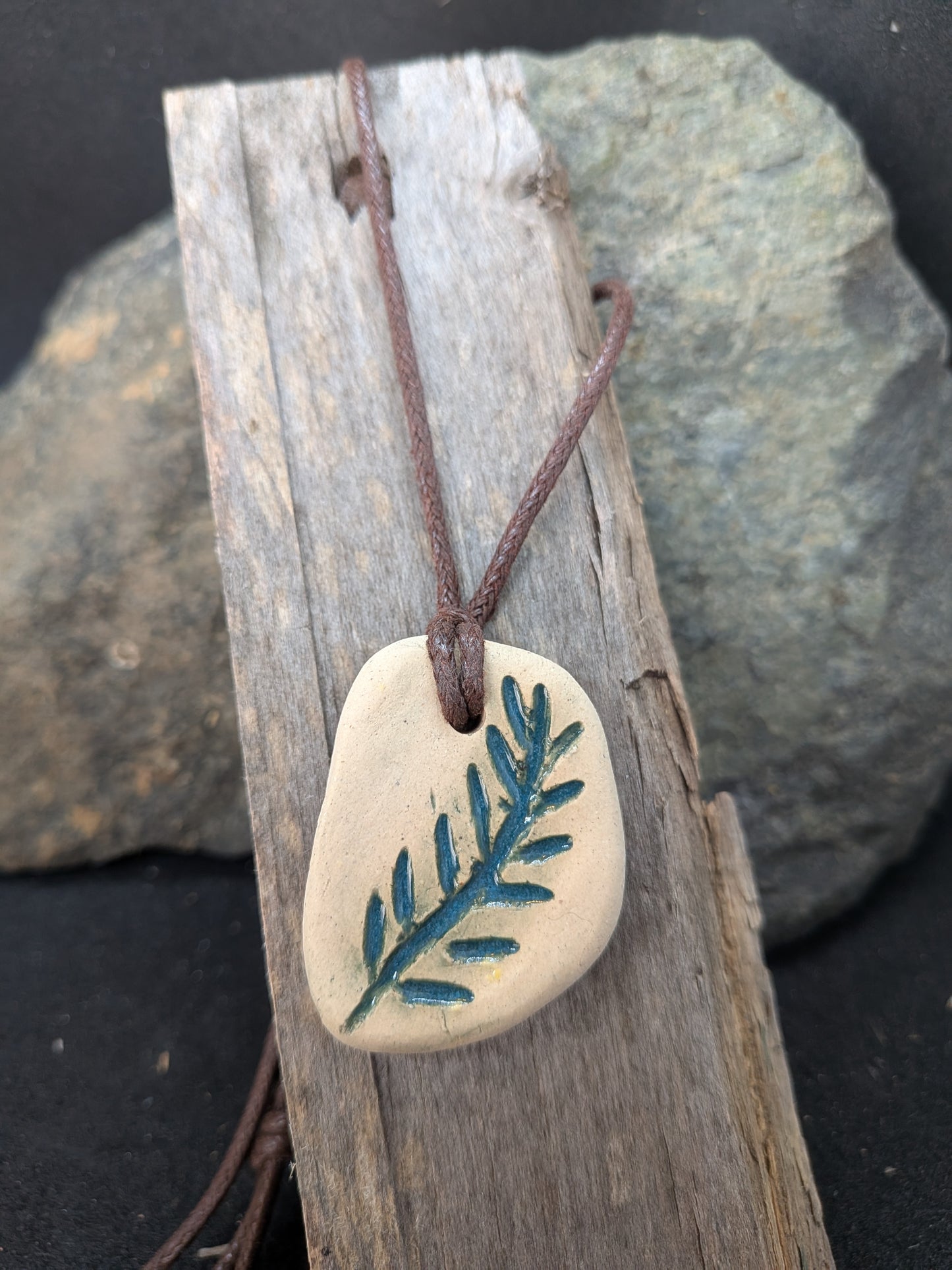 Carved Textured Ceramic Necklace