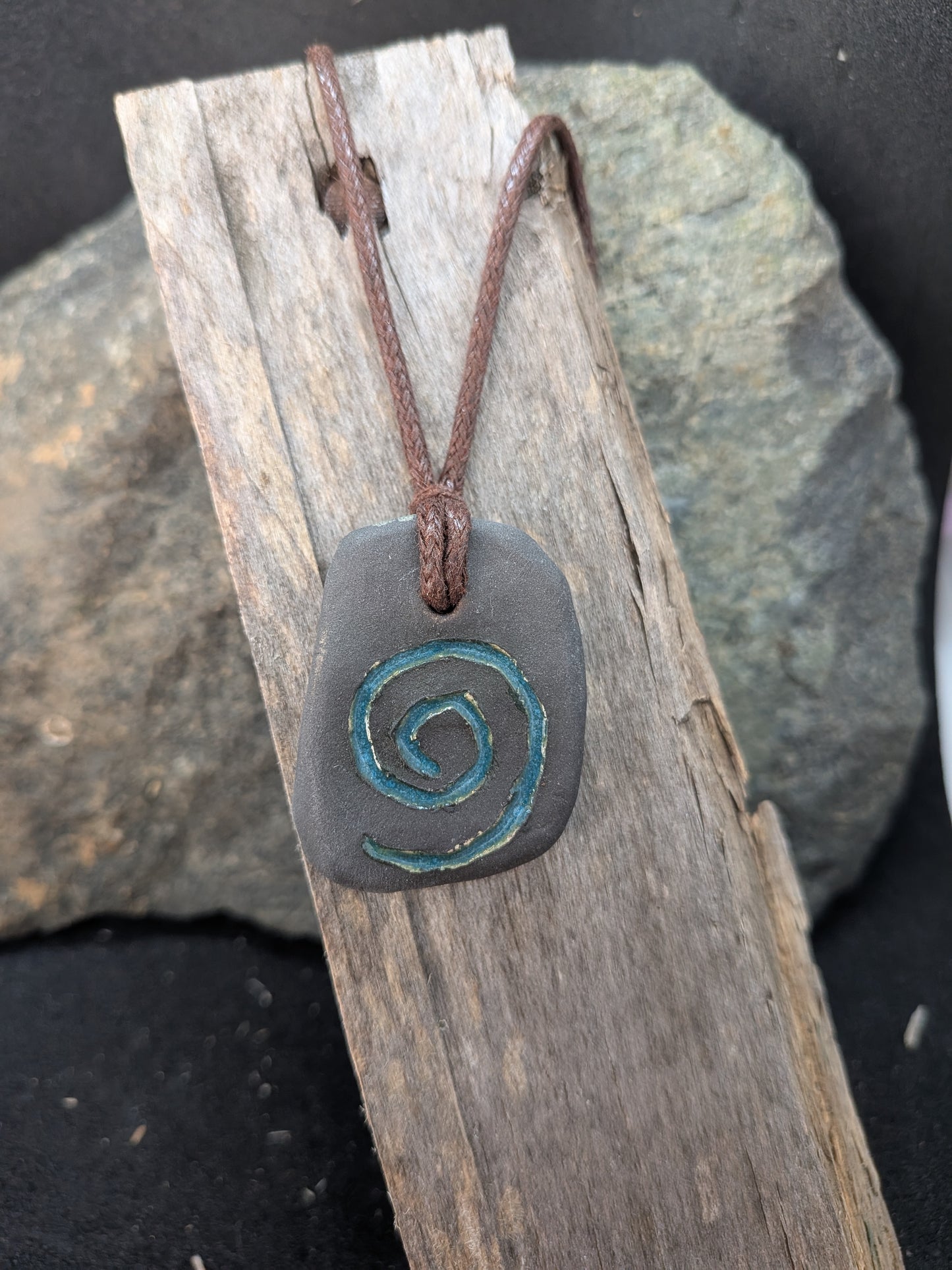 Carved Textured Ceramic Necklace