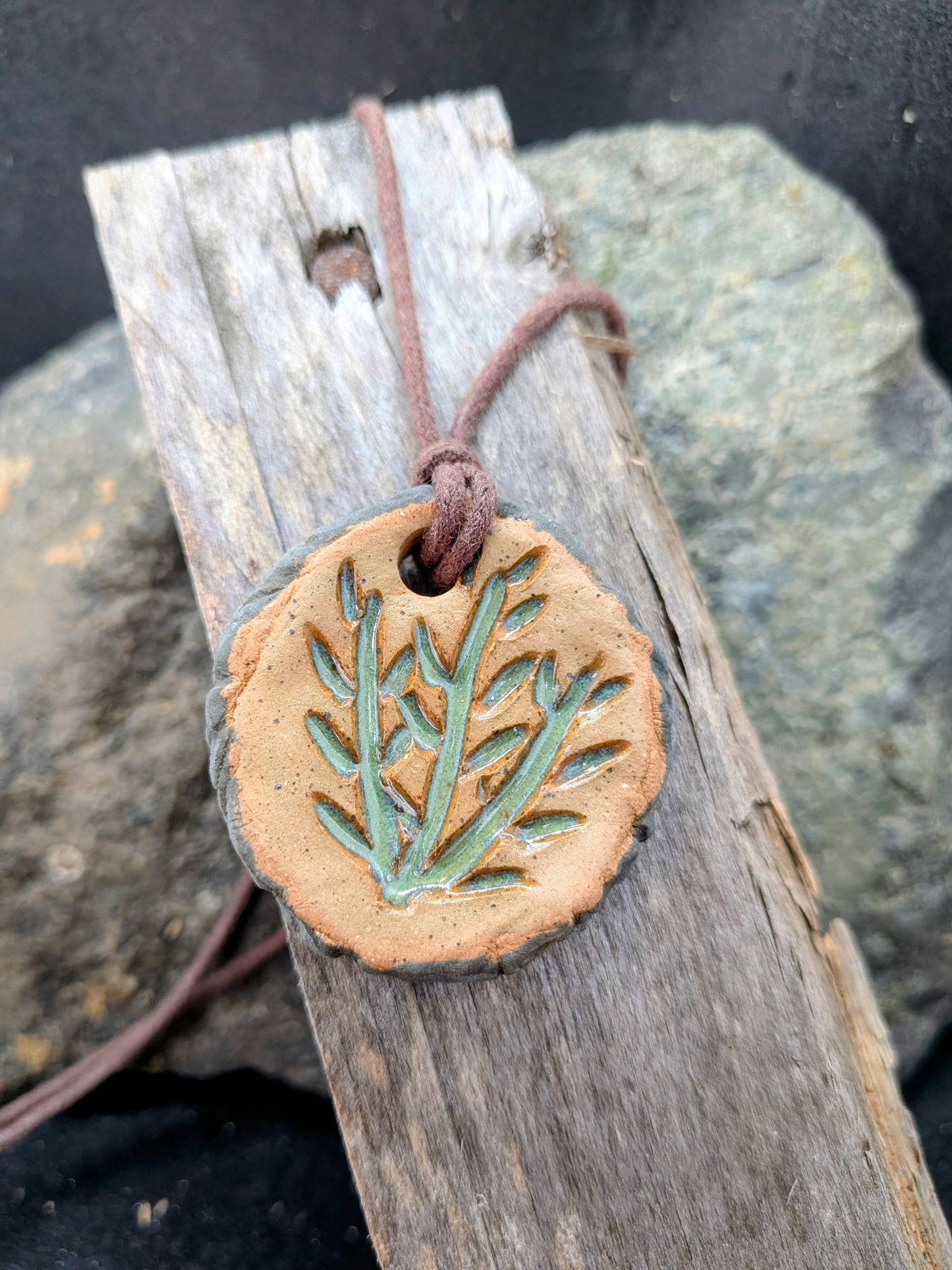 Carved Textured Ceramic Necklace