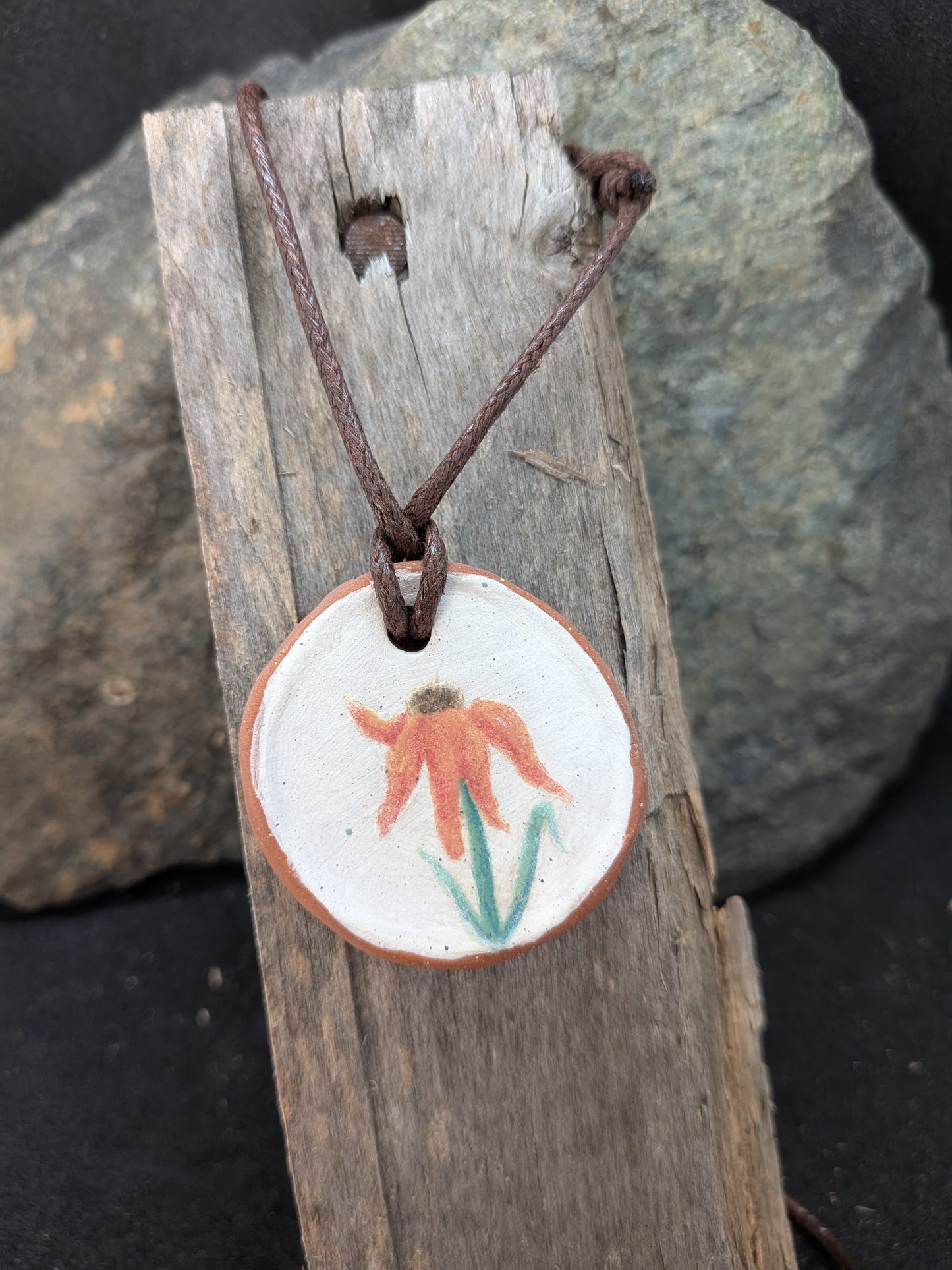 "Wood Chip" Ceramic Necklace
