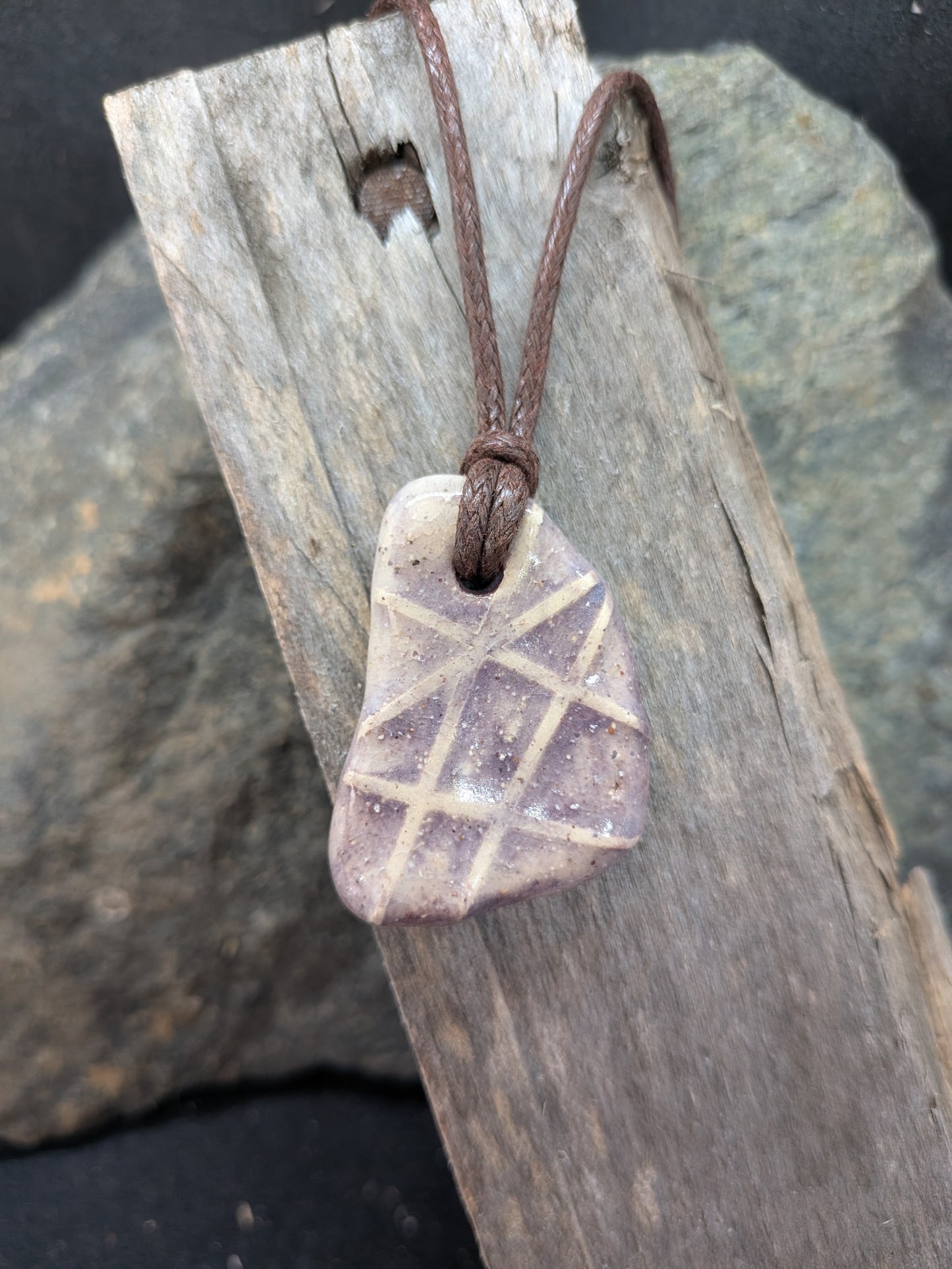 Carved Textured Ceramic Necklace