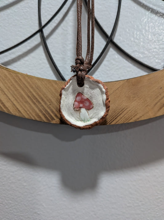 Ceramic Mushroom Charm Necklace